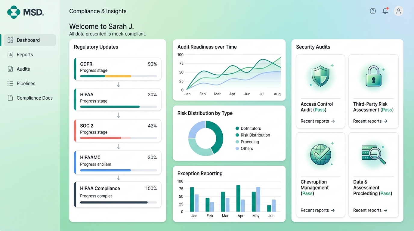 Secure Enterprise compliant platform dashboard for Merck Sharp & Dohme